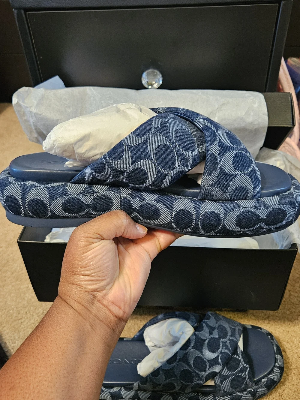 Coach Penelope Signature C Denim Sandal